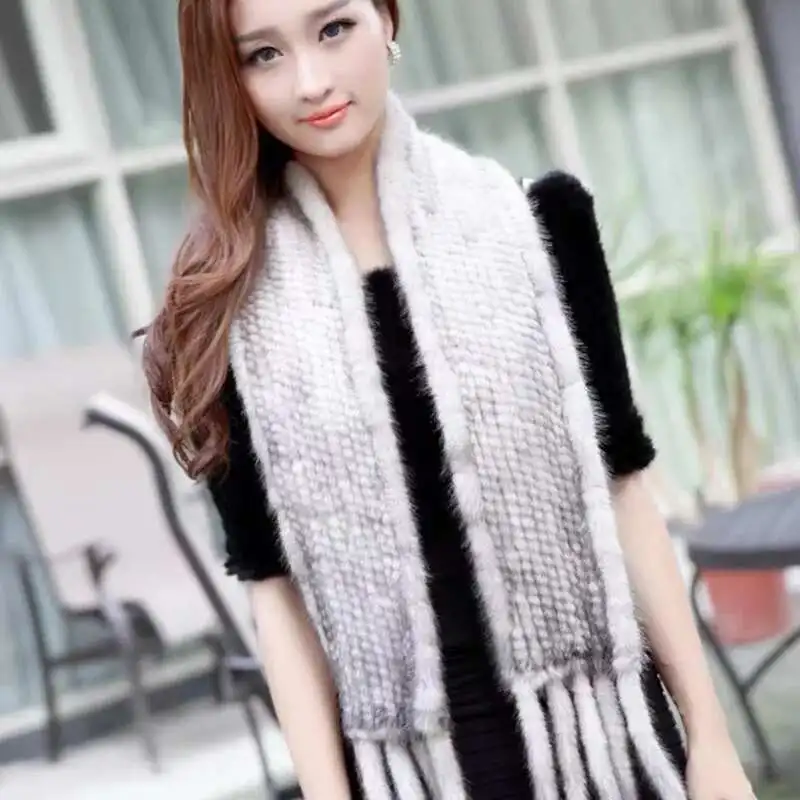 

Mink Fur Woven Scarf Shawl For Women Luxury Warm Long Natural Mink Fur Scarf Genuine Fur Neckerchief Hand Knitted Mink Scarf