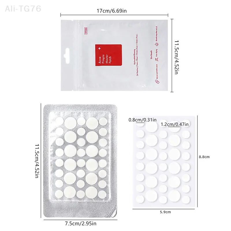 24 ชิ้น/36 ชิ้น แผ่นไฮโดรเจลทรงกลม แผ่นแปะสิวใส แผ่นแปะดูแลผิว เครื่องมือแต่งหน้า
