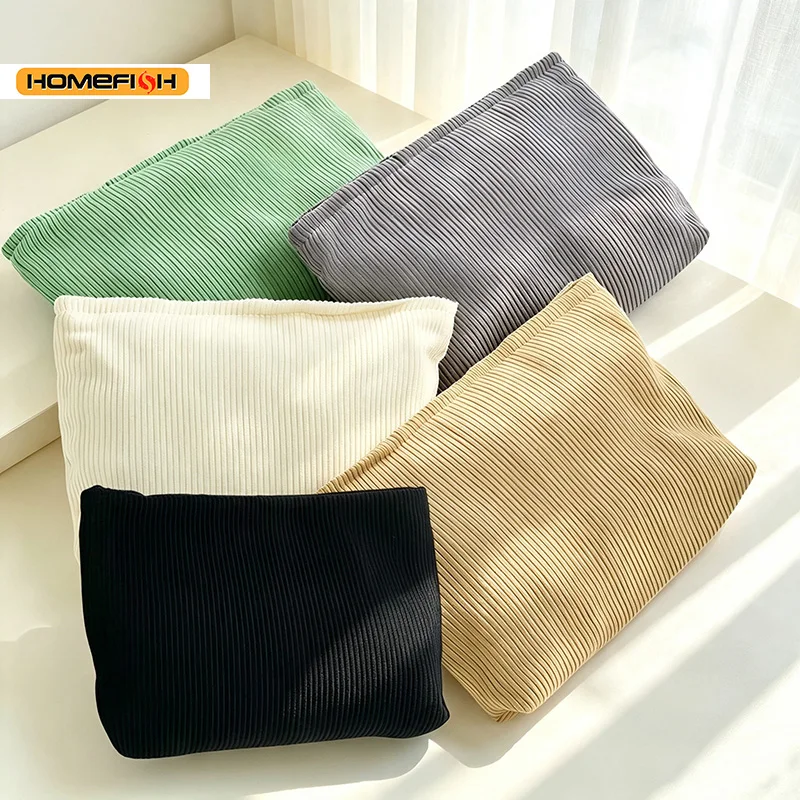 HOMEFISH Corduroy Cosmetic Bag Large Capacity Portable Travel Makeup Organizer Zipper Women Daily Storage Clutch Handbag