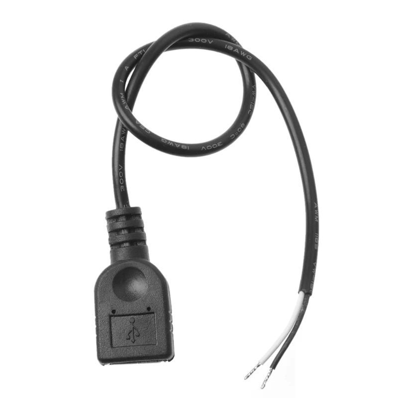1pc usb 2.0 fêmea 2 pinos 2 fio carga alimentação conector diy 30cm