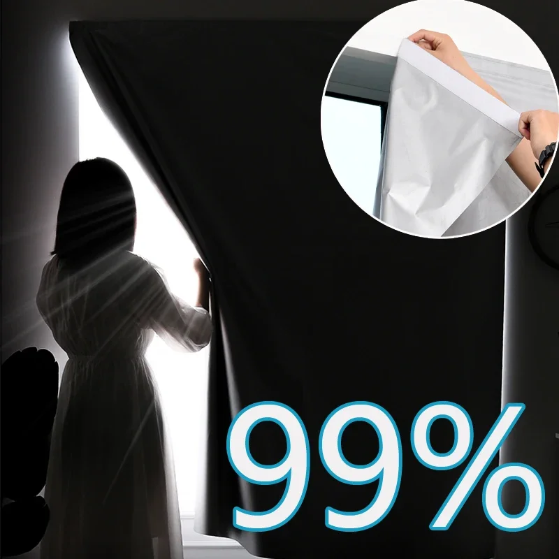 Magic Sticker Sunshade Curtain for Good Sleep Punch Free Window Curtain Double Sided Silver 90% Shading Anti-UV Curtain for Home