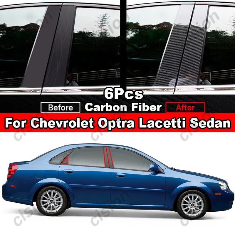 6Pcs Car Door Window Column B C Pillar Post Cover Trim PC Sticker For Chevy Optra Lacetti Estate Nubira Daewoo Viva Gentra Sedan