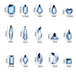 wholesale 100pcs Light Blue Square Flat Back Nail Rhinestone  Special Shaped Crystals Art Stones 3D Personalized Decoration