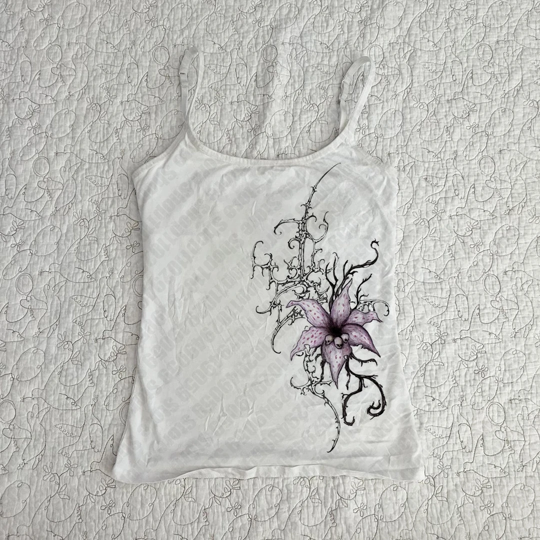 Camisola gótica Punk Grunge para chicas Emo, Top corto estético Y2K, camiseta Harajuku sin mangas para mujer, camiseta para bebé, Top corto de los años 2000