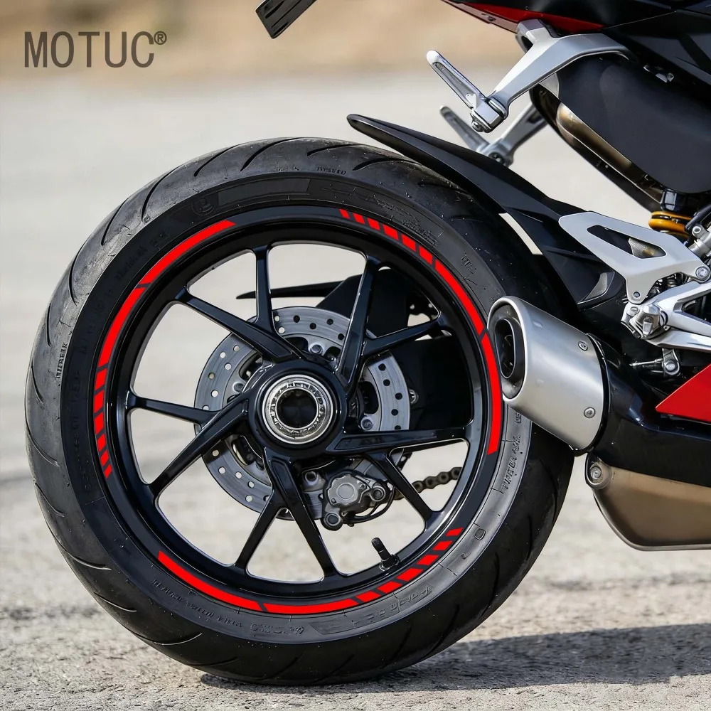 16PCS/1Set Geometric Line Motorcycle Wheel Stickers Waterproof Hub Vinyl Decals for 15-19 Inch Stripes DIY Modified Decoration