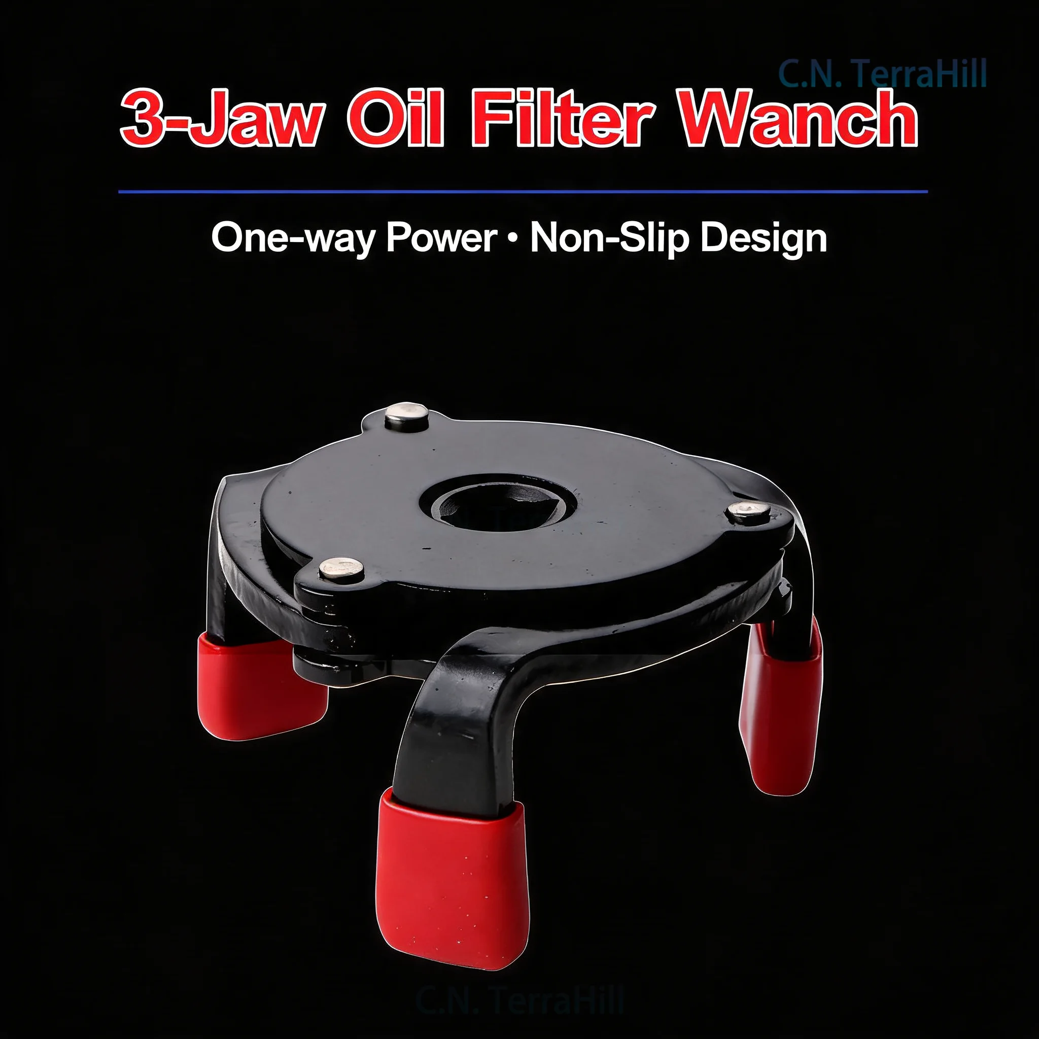 Oil Filter Wrench 3-Jaw Adjustable Socket Tool for Car Engine Oil Filter Removal, Anti-Slip Grip, Universal