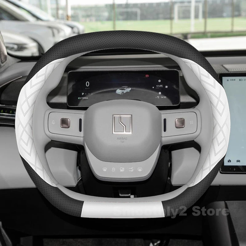 

Leather Car Steering Wheel Cover For ZEEKR X 2023 2024 2025 Non-slip Auto Steering Wheel Cover interior ZEEKR X Accessories