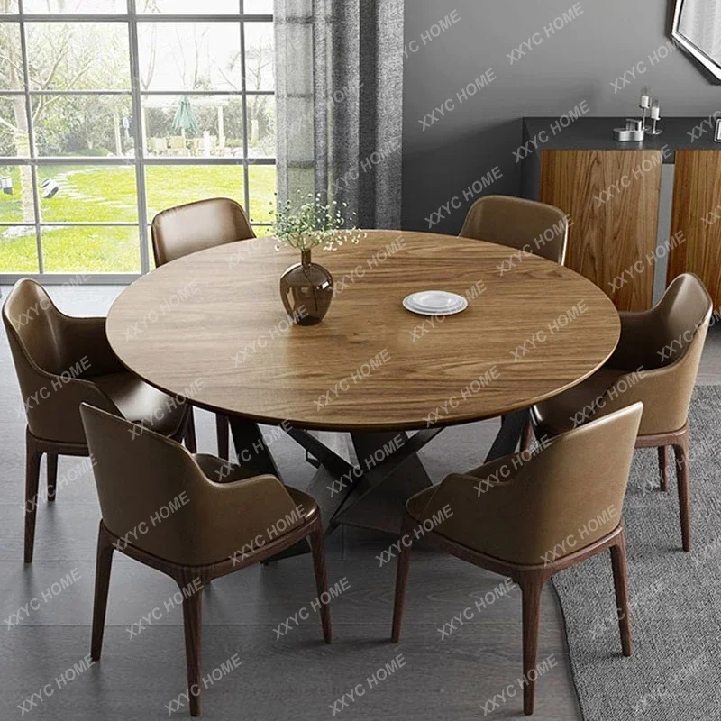 JLoft retro wrought iron solid wood dining table and chair combination dining room living room round dining table cafe personali