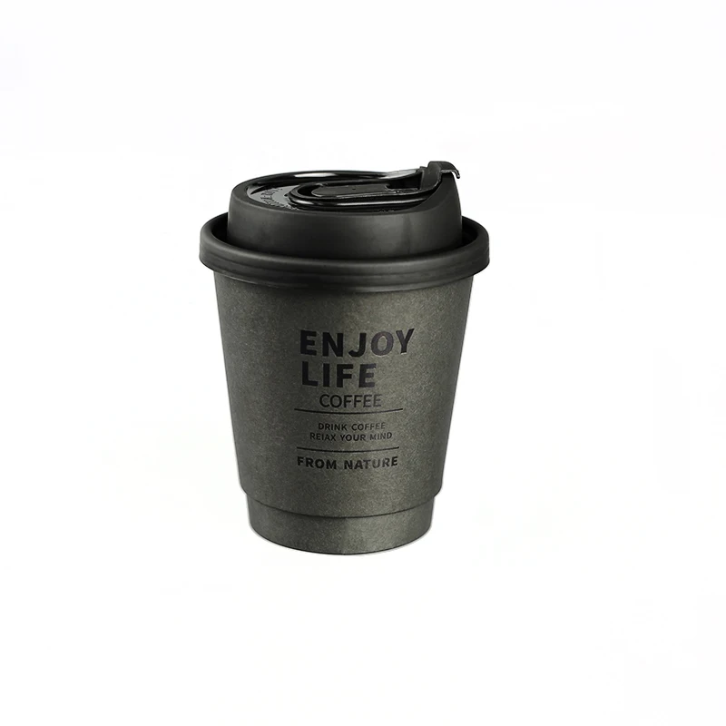 25 sets 300ML10OZ Disposable coffee cup latte hot cold drink milk tea takeaway hot black double layer paper cups with lids