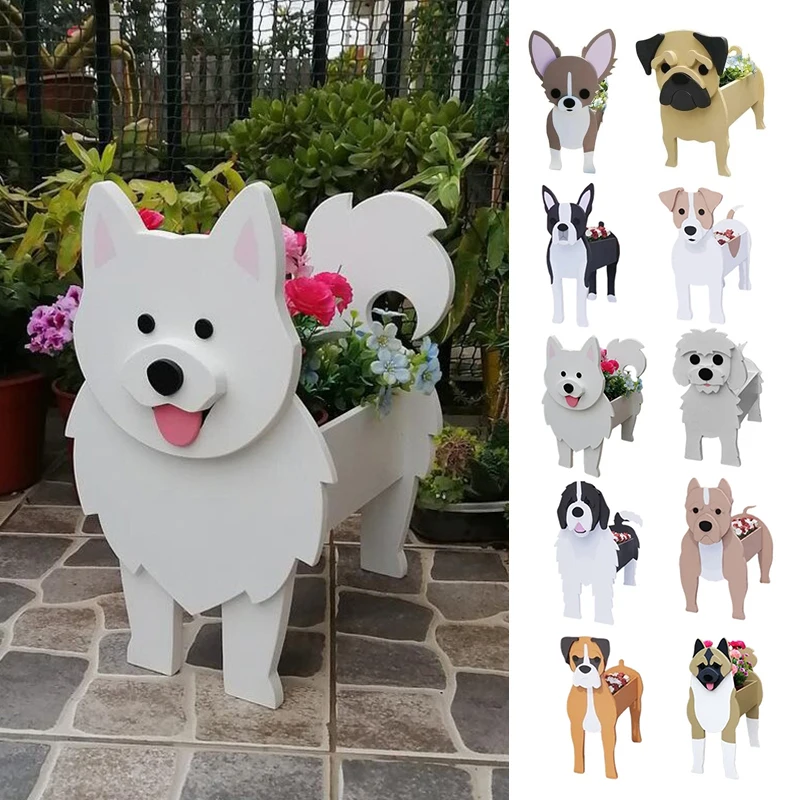 

Cute Animal Shaped Flower Planter PVC Pet Dog Potted Garden Yard Decoration Plant Container Holder for Outdoor Indoor Plants