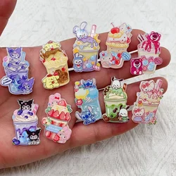 10pcs Cartoon Animal Ice Cream Cat Rabbit Dog Series Acrylic Flat  Hair Refrigerator Patch Accessories Wholesale