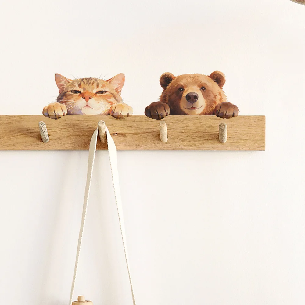 

Cute Cat Bear Wall Sticker Living Room Window Decoration Mural Lovely Animals Bedroom Home Decor Self-adhesive Wall Edge Decals
