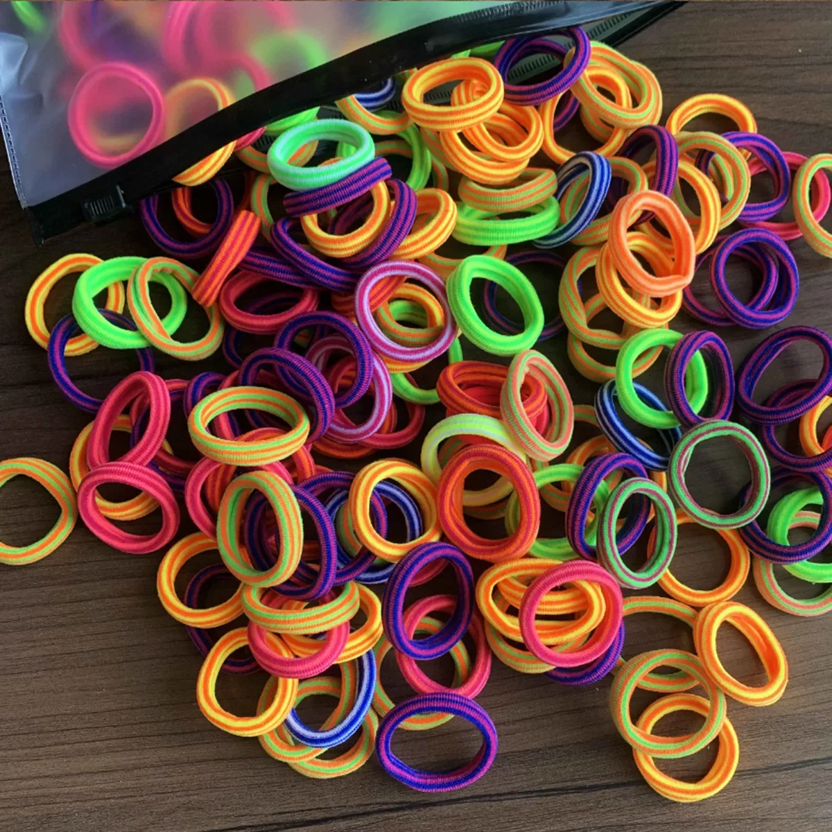 50/100 Stück Haarbänder für Kinder, buntes Nylon, Scrunchie, Haargummis, Gummiband, Kinder, elastisches Haar, Meilen-Zubehör