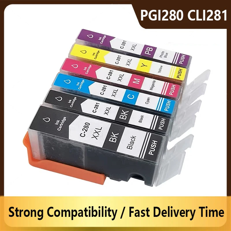 

6PK Compatible PGI280 CLI281 pgi 280 281 Ink Cartridge For Canon Pixma TS6120 TS6220 TS702 TR7520 TS8120 TS9120 printer