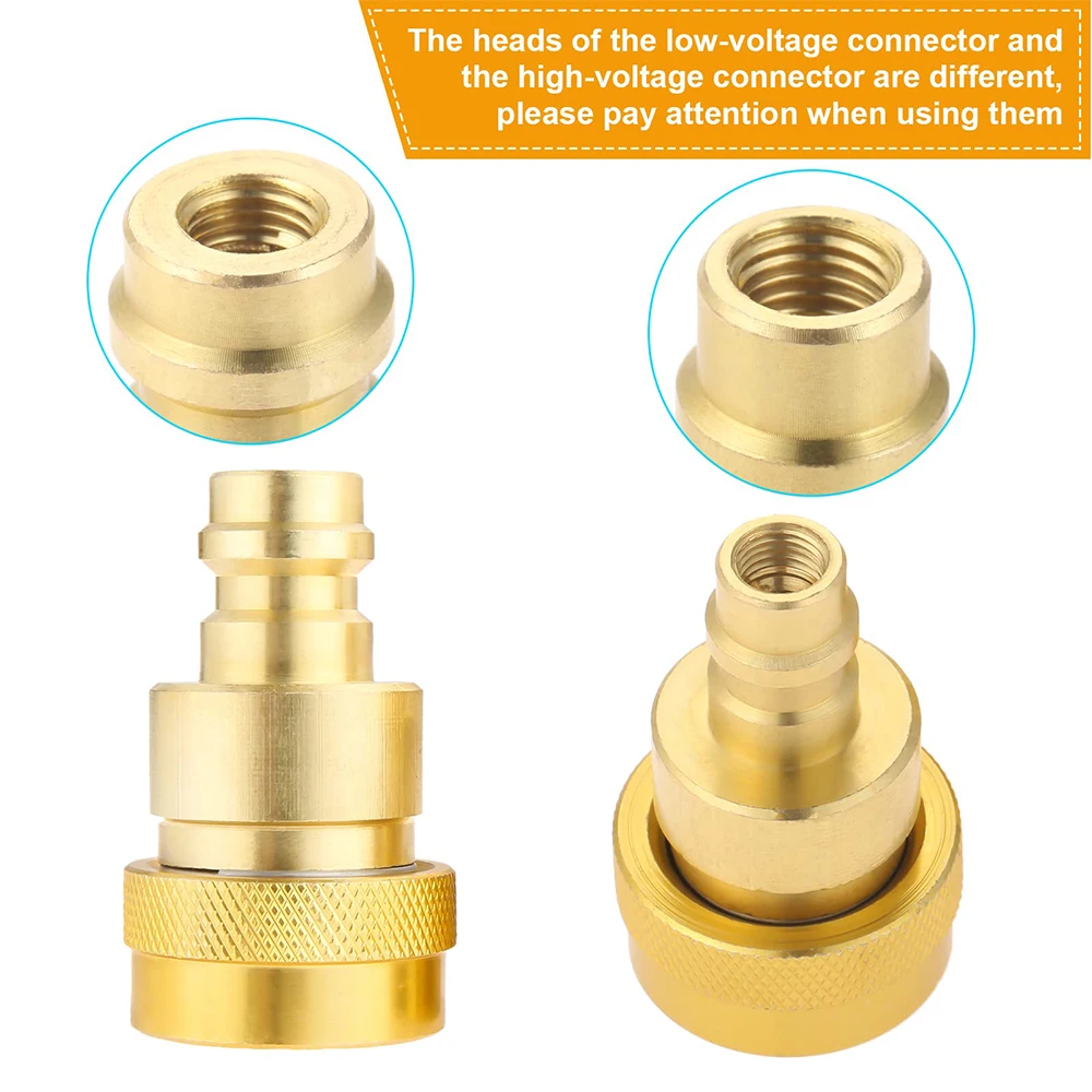 Zestaw do konwersji 2 szt. A/C R134a do R1234yf, szybki Adapter regulowane złącze wysokiego i niskiego napięcia, System czynnika chłodniczego
