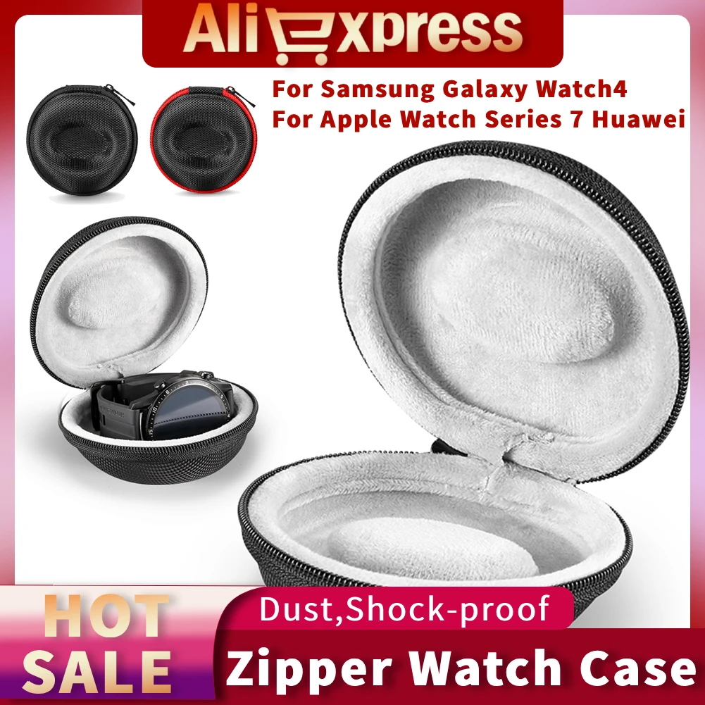 Smart Watch Storage Case Portable Smart Bracelet Protective Case EVA Plush Zipper Shockproof Anti-fall for Samsung Galaxy Watch4