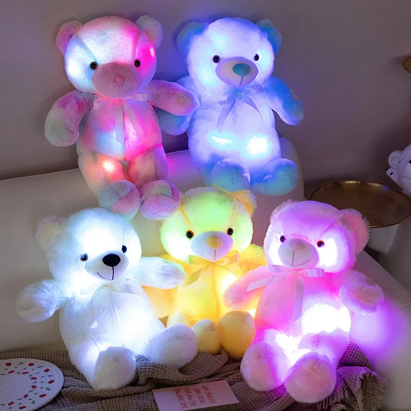 Luminous Creative Light Up LED Bear Stuffed Animal Plush Toy Colorful Glowing Shiny Plush Toys Christmas Gift