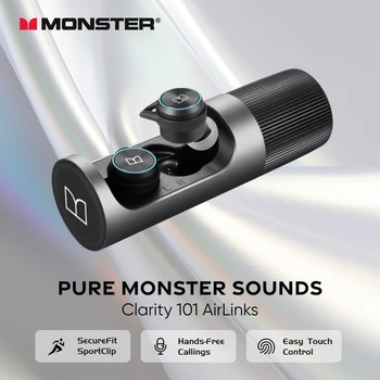 Monster Clarity 101 AirLinks TWS 이어버드, 인이어 블루투스 헤드폰, ENC 노이즈 캔슬링, 방수 무선 이어폰, 마이크 포함 