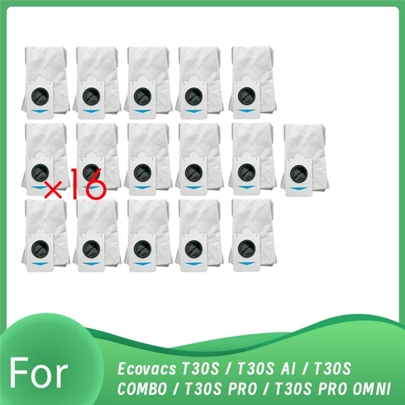 Promotion!16 Pcs Dust Bags For Ecovacs T30S / T30S AI / T30S COMBO / T30S PRO / T30S PRO OMNI Robot Vacuum