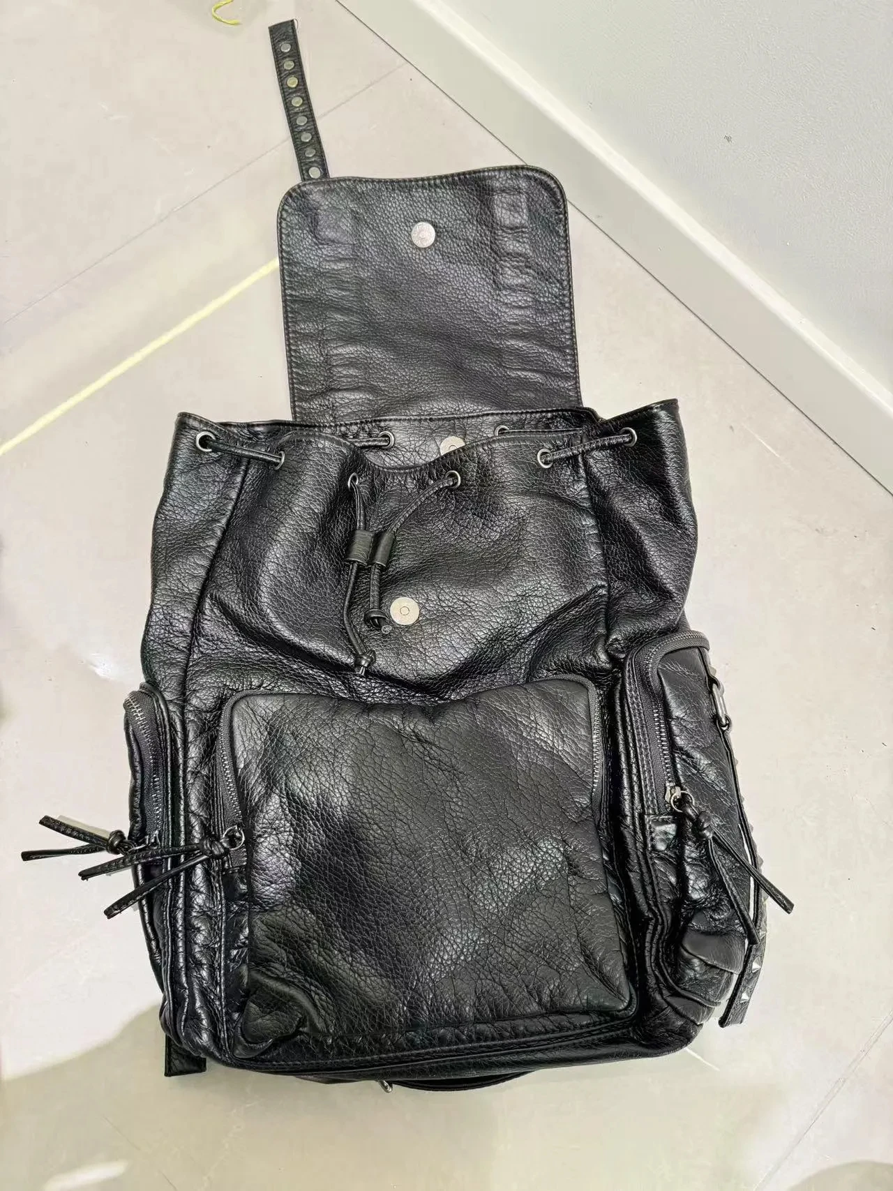 Large Capacity School Bag Y2K String Backpack Women Fashion Leather Men's Backpack Women's Travel Backpacks