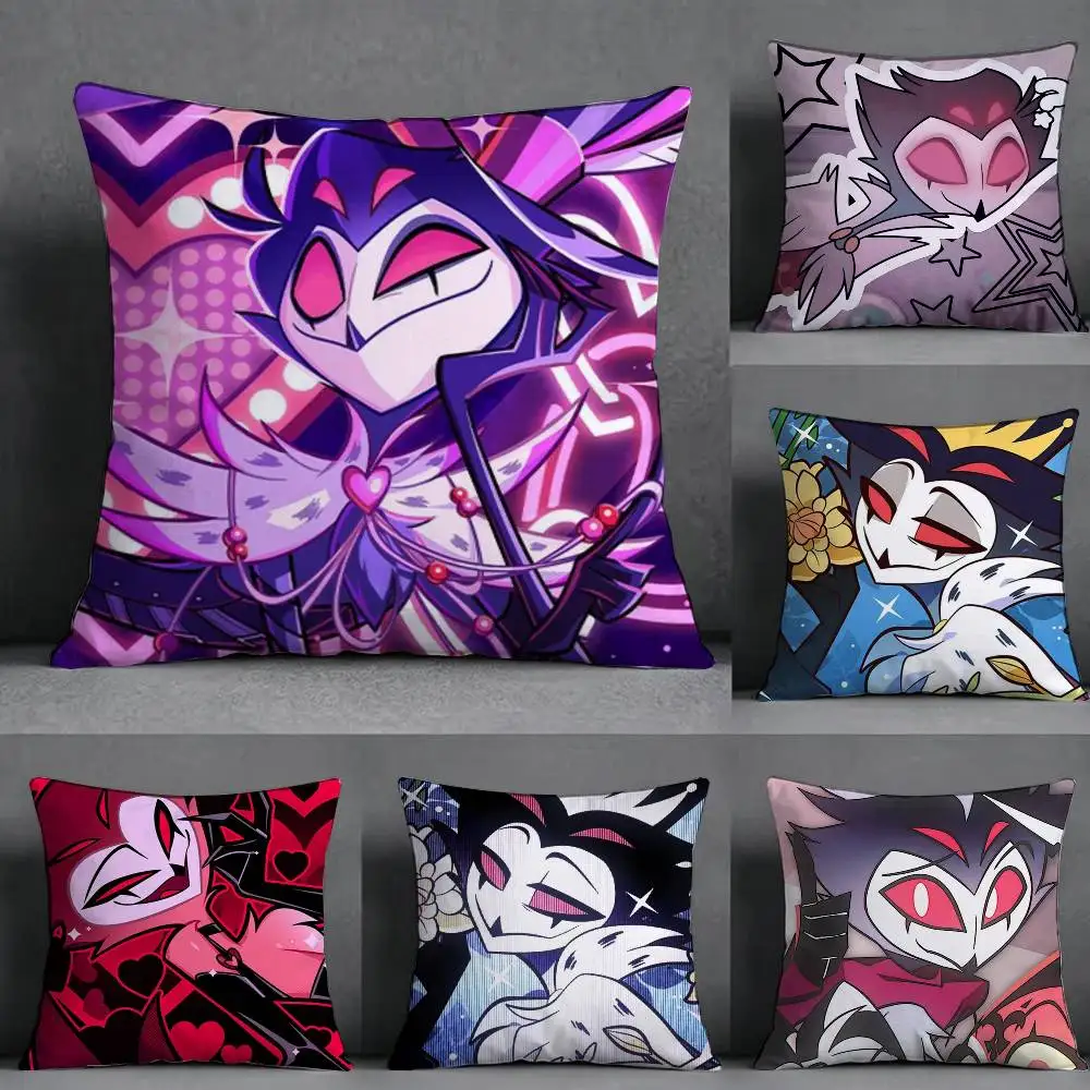 Anime H-Helluva Boss S-Stolas Pillow Case Square Double-Sided Sofa Cushion Cover Bedroom Bedside Pillow