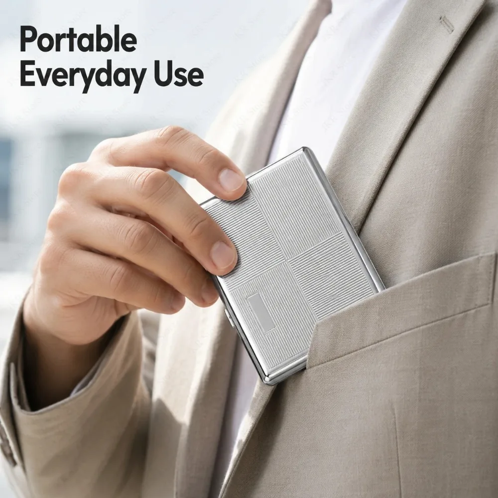 1 PC Stainless Steel Tobacco Cigarette Case Embossed Metal Pocket Storage Box Portable Holder for Travel Outdoor Smoking Use view 4