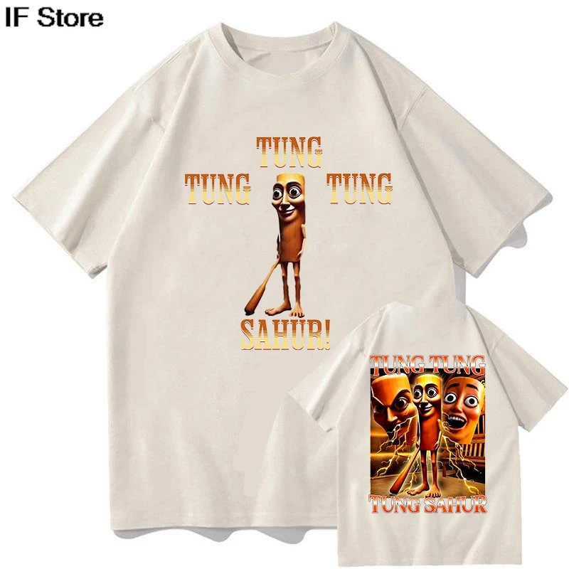 Masculino feminino impressão gráfica tung tung tung sahur-italiano brainrot meme t camisa 100% algodão camisetas estéticas roupas casuais