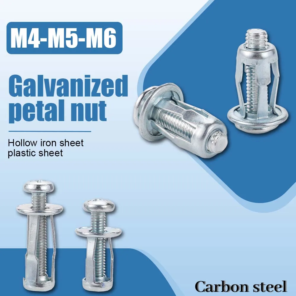 M4 M5 M6 البتلة شكل جوزة برْشام مسمار مزلاج عدة توسيع المعادن برشام لوحة لوحة ترخيص المشبك قفل جاك المكسرات 20 قطعة #1