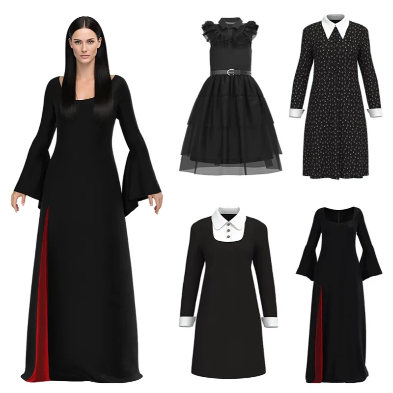 

New TV Wednesday Season 2 Adult Unisex Cosplay Costume Dress Printing Skirt Casual Wear Uniform Halloween Carnival Party Outfits