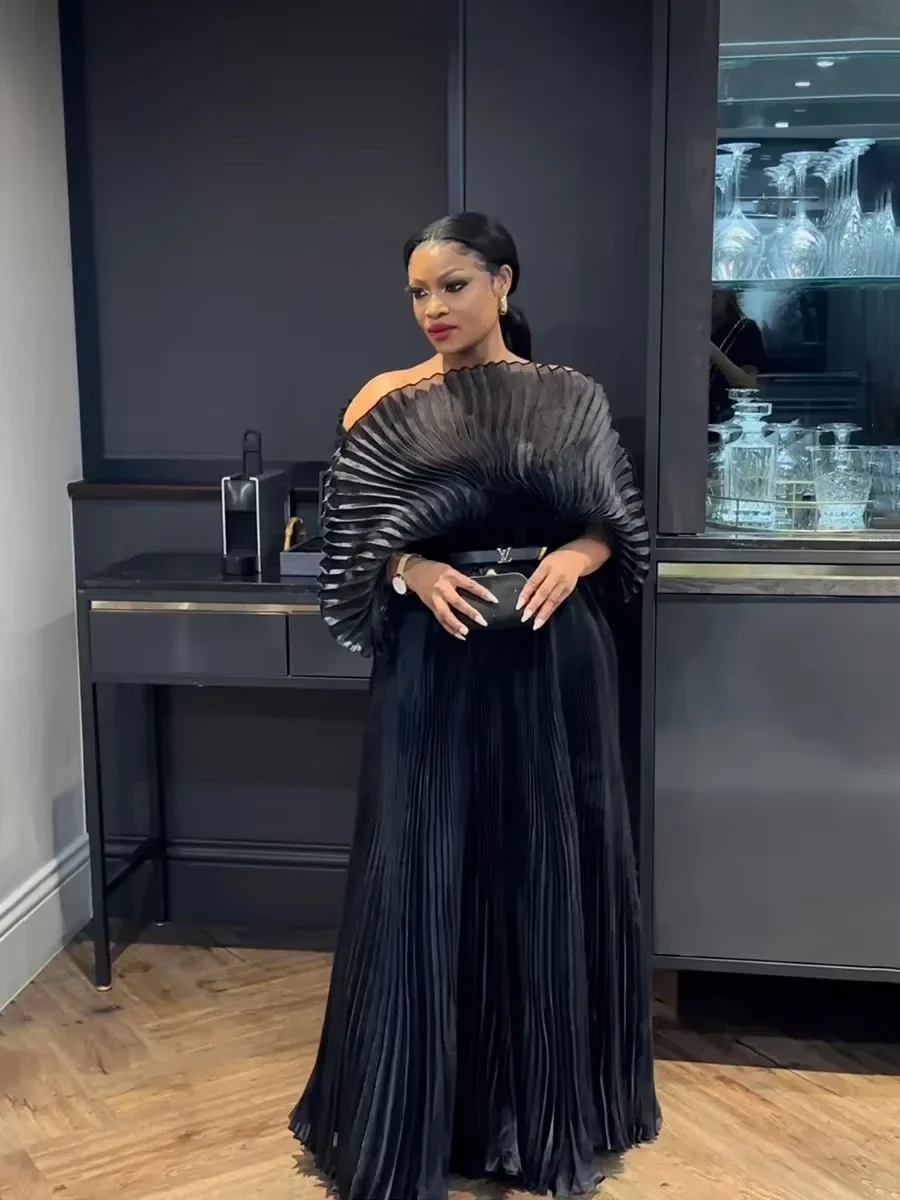 

Qianxin Signer Women's Miyake Folds Dresses for Special Occasions 2025 Summer New Hand-pleated Plus-size Evening Dress