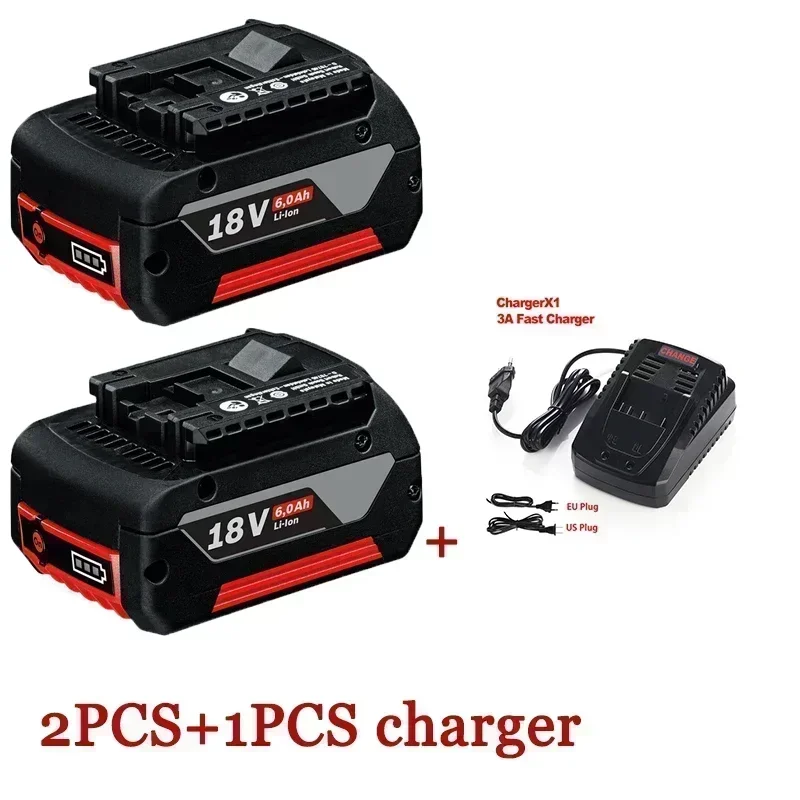 18V 6.0A Lithium Ion Rechargeable Battery for Bosch 10000mah Spare Power Tools Portable Replacement Indicator
