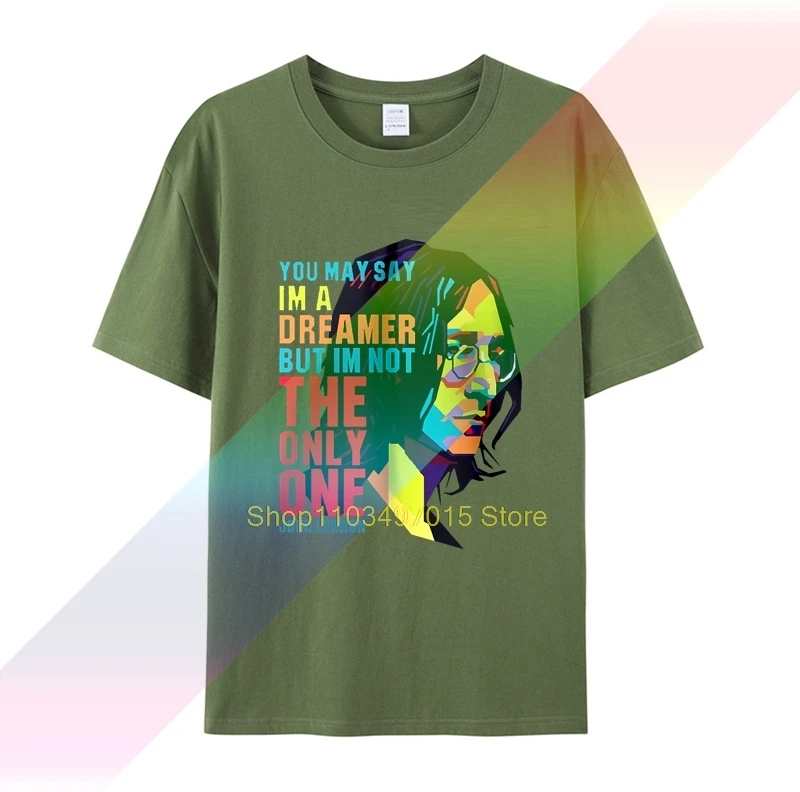 100% Cotton Men Women T Shirt Tees Custom Nckg Men's John Lennon Imagine Short Sleeve Teesi ,