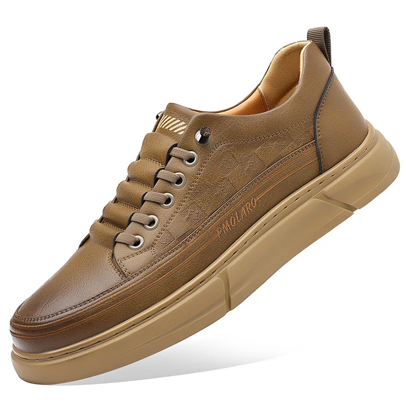 

Solid Color Fashion Board Shoes for Men Spring Autumn Lace Designer Leather Sneakers Male Soft Sole White Casual Shoes Man