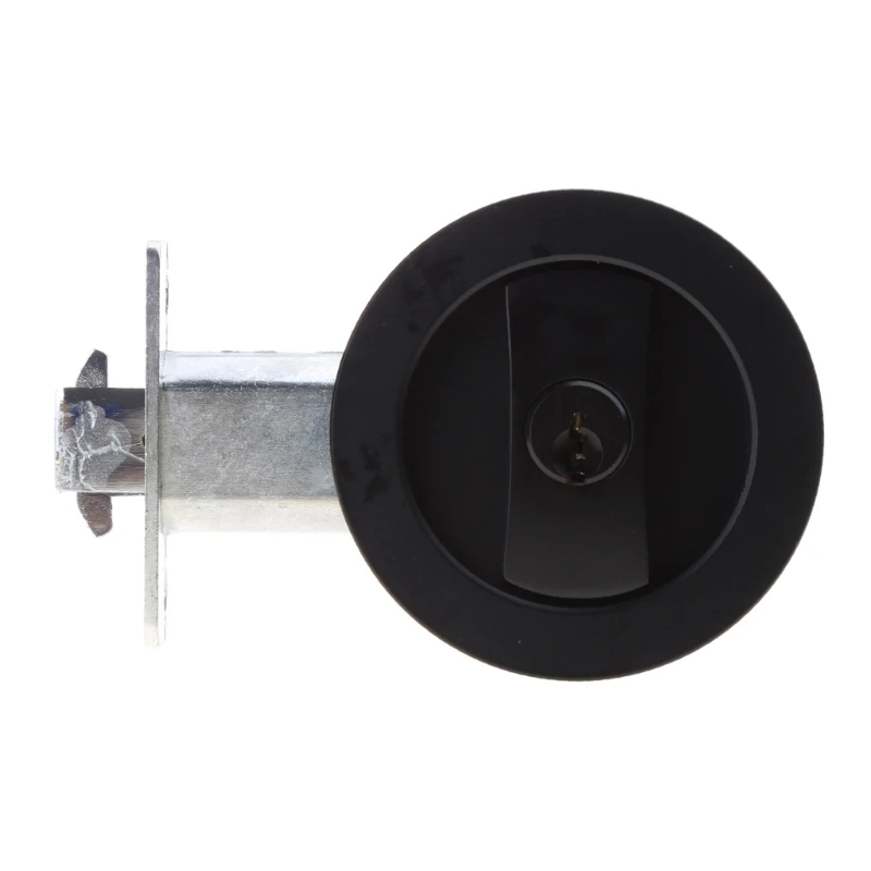 Pocket Door Lock with Keys Contemporary Entry Round Sliding Barn Door Lock Latches Hardware for 35-55mm Thickness Door