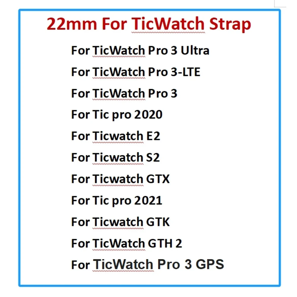 교체용 PU 가죽 스트랩, TicWatch Pro3 Ultra GPS LTE 2020 스마트 워치 밴드, Ticwatch GTX GTH 2 팔찌, 22mm