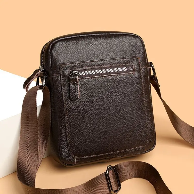 

2025 New Luxury Casual Men's Handbags Cow Genuine Leather Male Shoulder Bag Men Natural Leather Crossbody Bag Messenger Bags