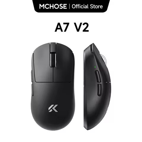 MCHOSE A7 V2 Mouse para jogos sem fio leve com taxa de pesquisa dupla de 8.000 Hz PAW3950 TI Gaming Esports Office Mouse