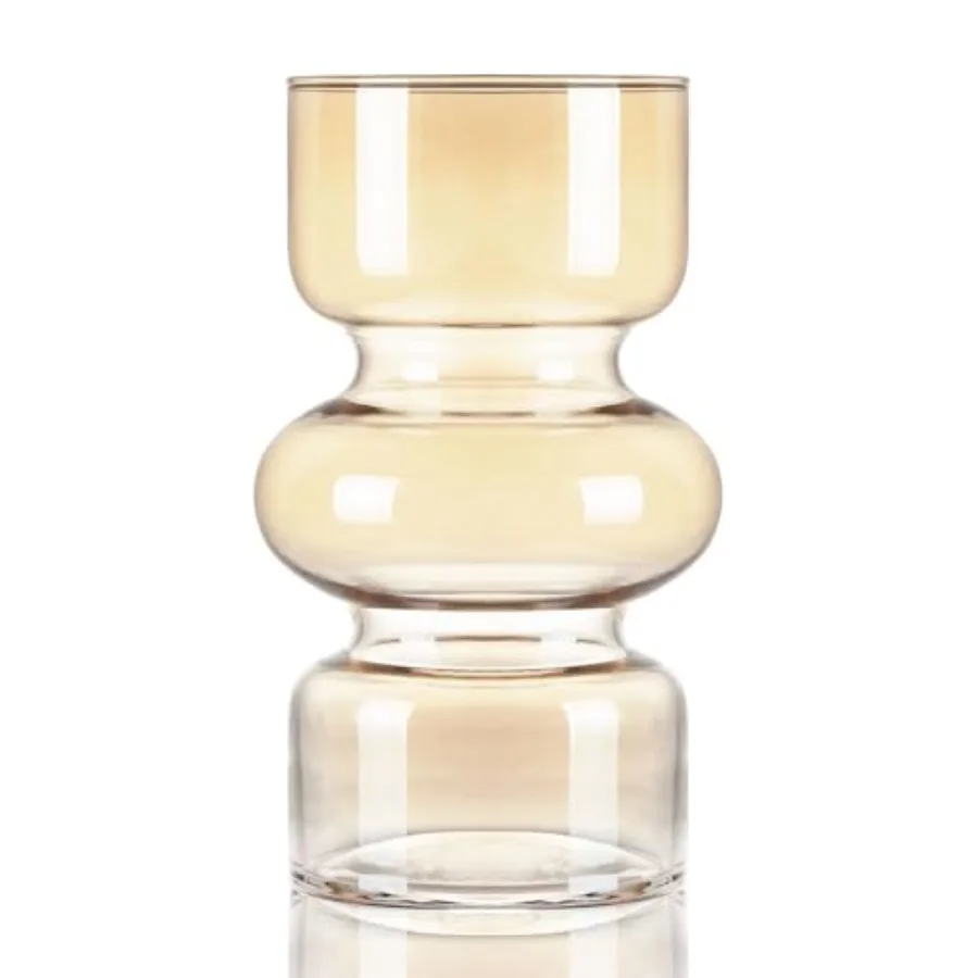 Glass Hydroponic Vase, Colored Glass vase Flower, Three-Layer 7 inch Cylinder vase for Home Décor, Modern Glass Vase for Home,