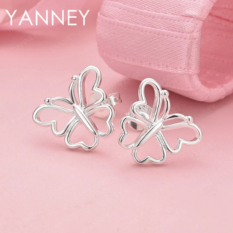 

Stylish 925 Sterling Silver Exquisite Openwork Butterfly Earrings for Women, Engagement Party Accessories