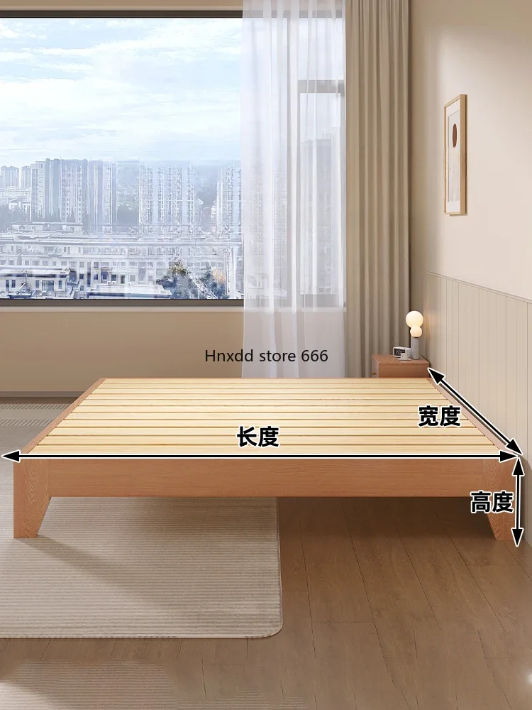 All solid wood tatami row skeleton bed without backrest