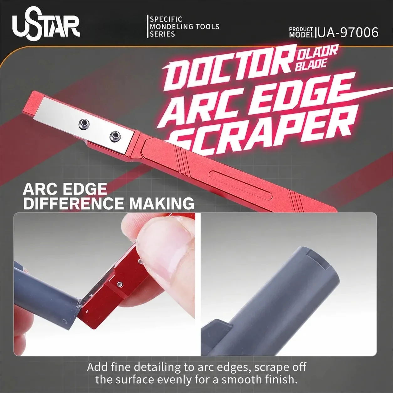 Ustar UA‑97006 0.2‑1.5mm Adjustable Step Scraper for Gundam Mecha Model Panel‑Line Groove Detailing Mod Hobby Building Tool