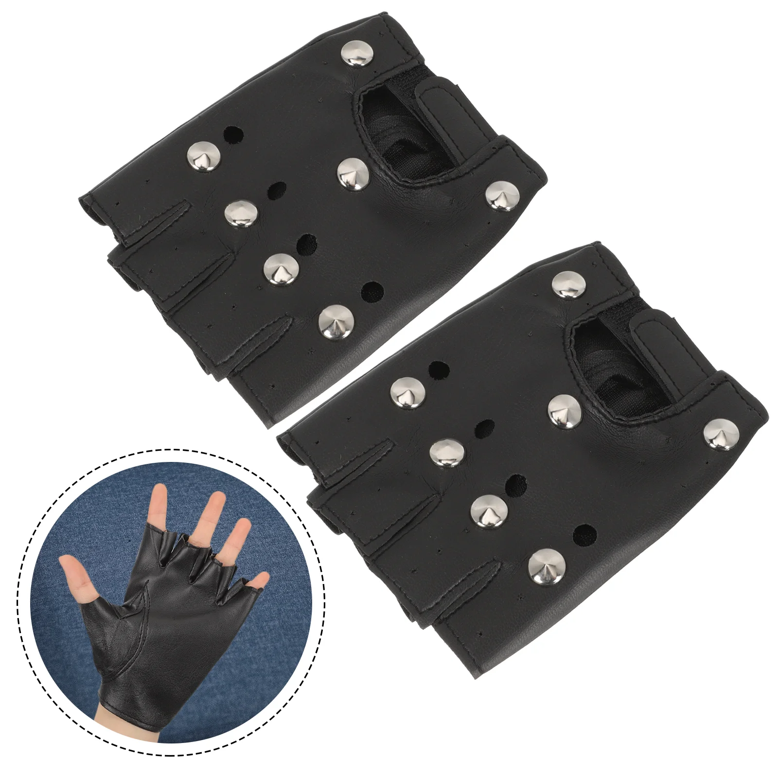 

Half-finger Gloves Mens Fingerless Black Gym Riding Cycling Fitness Supplies with Holes for Performance Sports