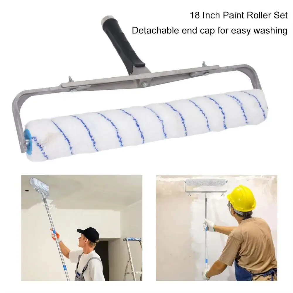 Easy To Clean Paint Roller Detachable Microfiber Roller Brush 18 Inch Width 1/2 Inch Fluff Roller Frame Floor Finishing