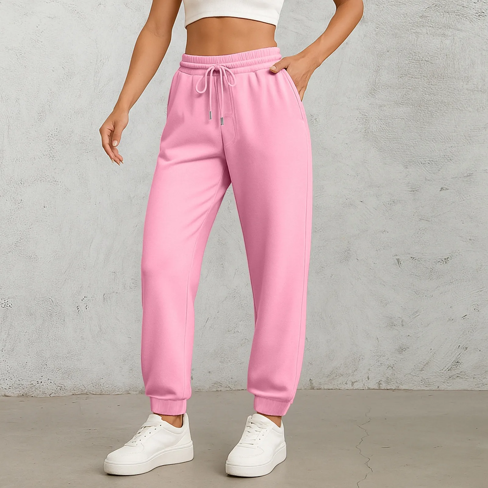 Damen-Sport-Fleece-Jogginghose mit „California Rising Star“-Aufdruck, warme, gebürstete, lange Hose im Hip-Hop-Stil, Streetwear für Damen – Detail 5