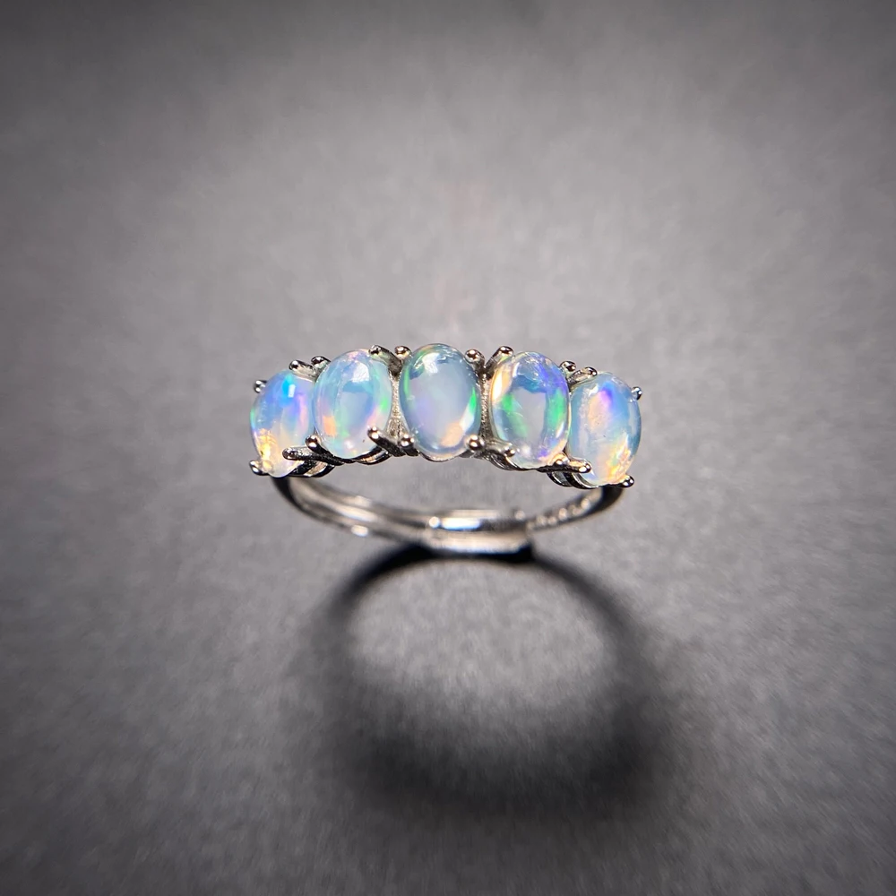Elegant Natural Opal Rings Sterling 925 Silver October Birthstone 4*6mm for Women Birthday Party Fine Jewelry