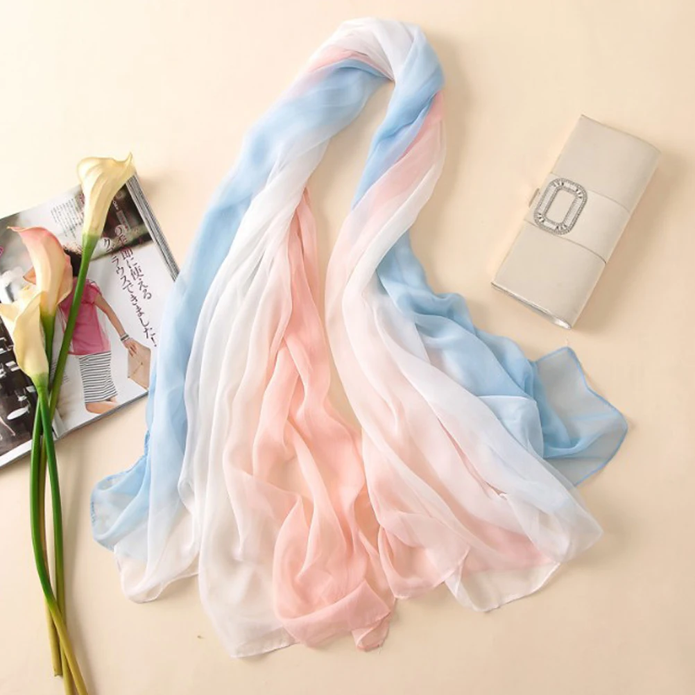 

Sunscreen For Women Chiffon Shawl Wraps Fashion Gradient Scarves Summer Lightweight Elegant Neck Shawls Breathable Comfortable