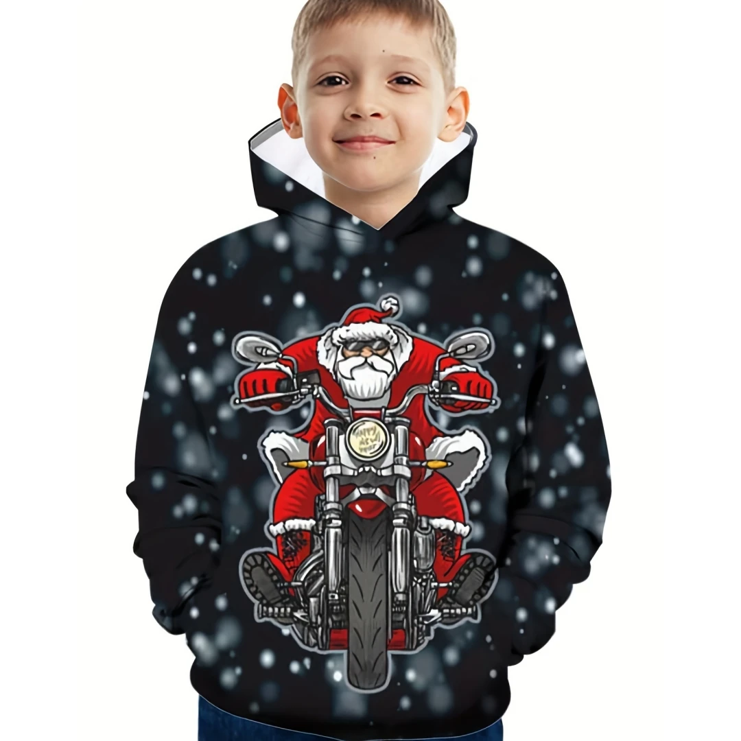 

Christmas Teen Girl Clothes Autumn Long Sleeve Boy Clothes Santa Claus Printed Girls Hoodies Fashion Sweaters Child Girl Clothes
