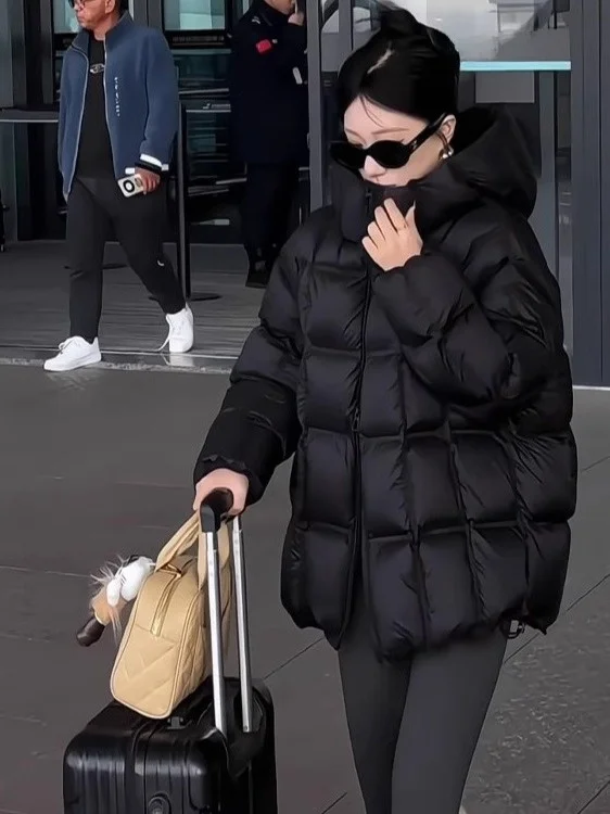 

Легкая стеганая хлопковая куртка женская ort Cloud Puff с капюшоном квадратное корейское свободное зимнее пальто прямого кроя