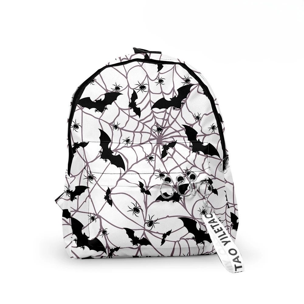 Backpacks Halloween Spider Web Bats Kawaii Cute Printed Hiking Travel Bags Laptop Student School Daypack for Boy Girl Women Men