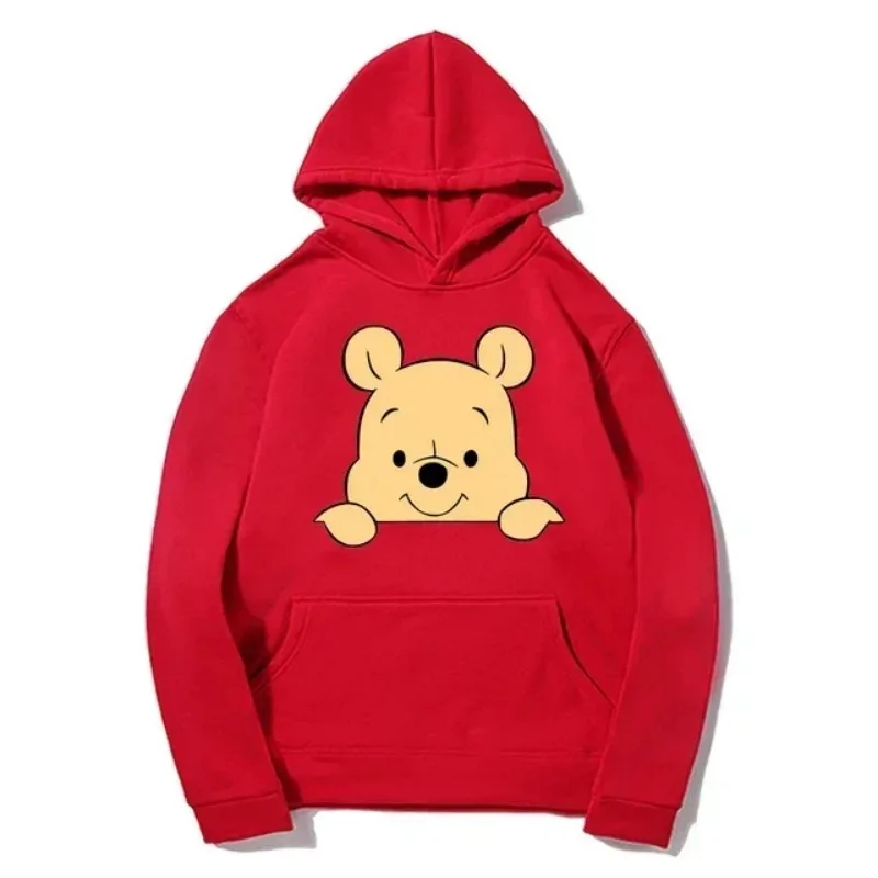 Men Hoodies Pocket Cartoon Character Disney Winnie The Pooh Kawaii Casual Graphics Cozy Popular Male Sweatshirts Autumn Winter